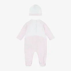 Balmain Babysuits*Girls White & Pink Cotton Babygrow Gift Set