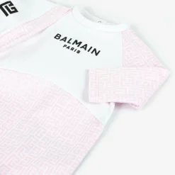 Balmain Babysuits*Girls White & Pink Cotton Babygrow Gift Set