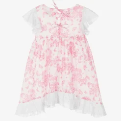 Selini Action Swimwear*Girls White & Pink Floral Beach Dress