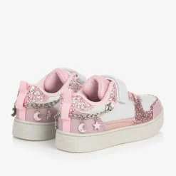 Lelli Kelly Trainers*Girls White & Pink Glitter Velcro Trainers