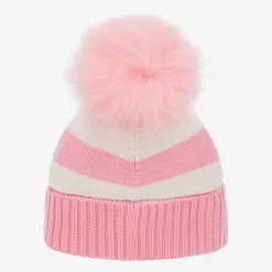 Monnalisa Hats*Girls White & Pink Knitted Beanie Hat