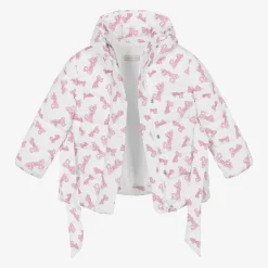 Monnalisa Coats & Jackets*Girls White & Pink Puffer Barbie Coat