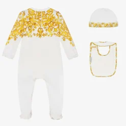 Dolce amp; Gabbana Gifts|Babysuits*Girls White & Yellow Cotton Babysuit Set