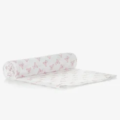 Magnolia Baby Gifts*Girls White & Pink Pima Cotton Blanket (100cm)