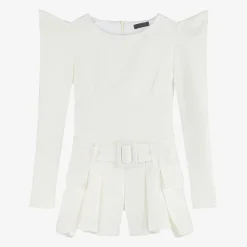 Fun amp; Fun Shorts*Girls White Belted Playsuit