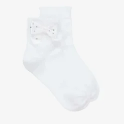 Story Loris Socks*Girls White Bow Cotton Socks