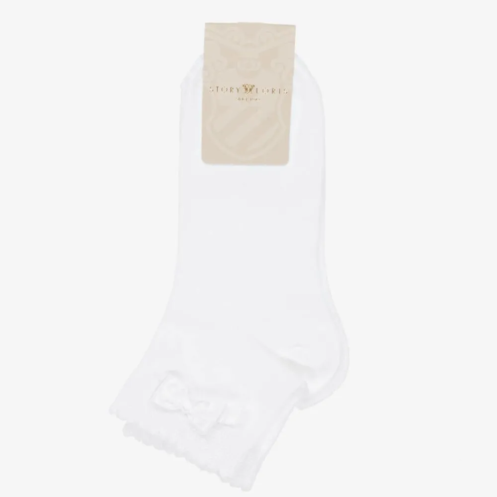 Story Loris Socks*Girls White Bow Cotton Socks