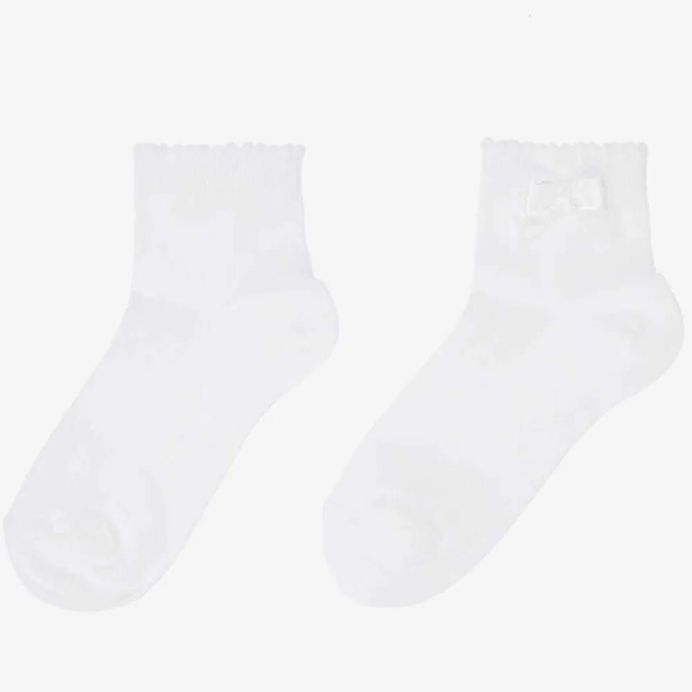 Story Loris Socks*Girls White Bow Cotton Socks