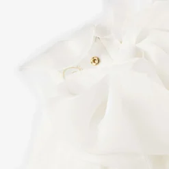 Junona Gifts*Girls White Chiffon Embroidered Dress