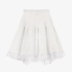 Selini Action Skirts*Girls White Cotton & Tulle Beach Skirt