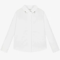 Lapin House Tops*Girls White Cotton Beaded Collar Blouse