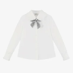Monnalisa Tops*Girls White Cotton Blouse