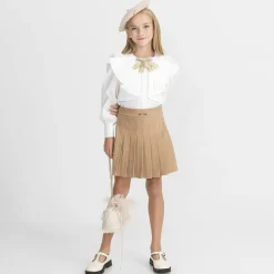 Junona Tops*Girls White Cotton Blouse