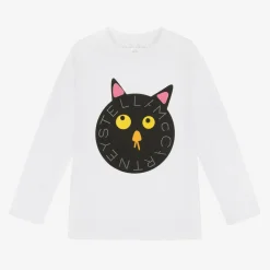 Stella McCartney Kids Tops*Girls White Cotton Cat Top