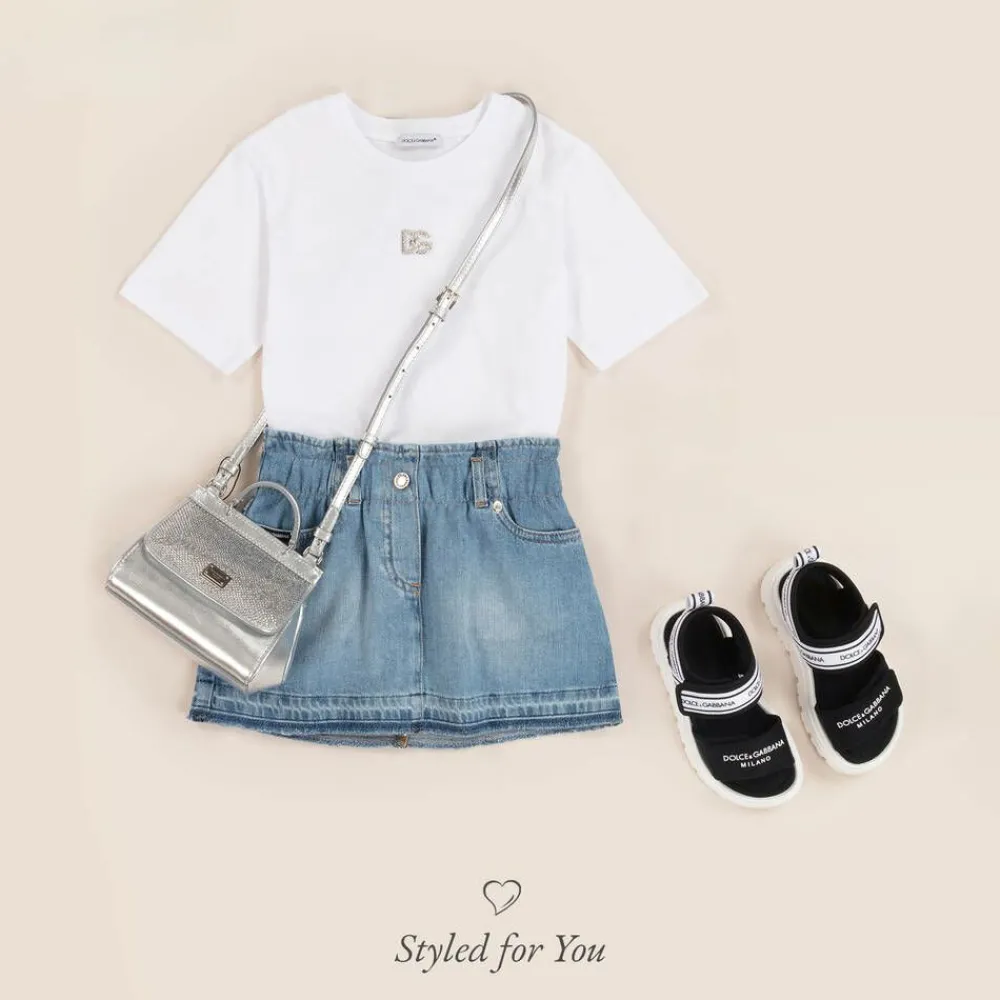 Dolce amp; Gabbana Tops*Girls White Cotton DG T-Shirt