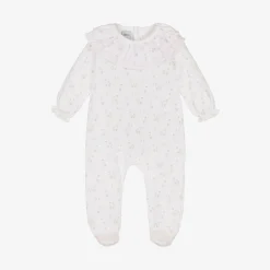 Babidu Gifts|Babysuits*Girls White Cotton Duck Print Babygrow