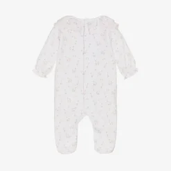 Babidu Gifts|Babysuits*Girls White Cotton Duck Print Babygrow