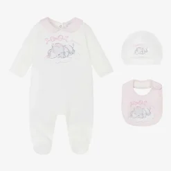 Monnalisa Gifts|Babysuits*Girls White Cotton Dumbo Babygrow Set