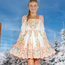 Marlo Kids Dresses*Girls White Cotton Embroidered Floral Dress