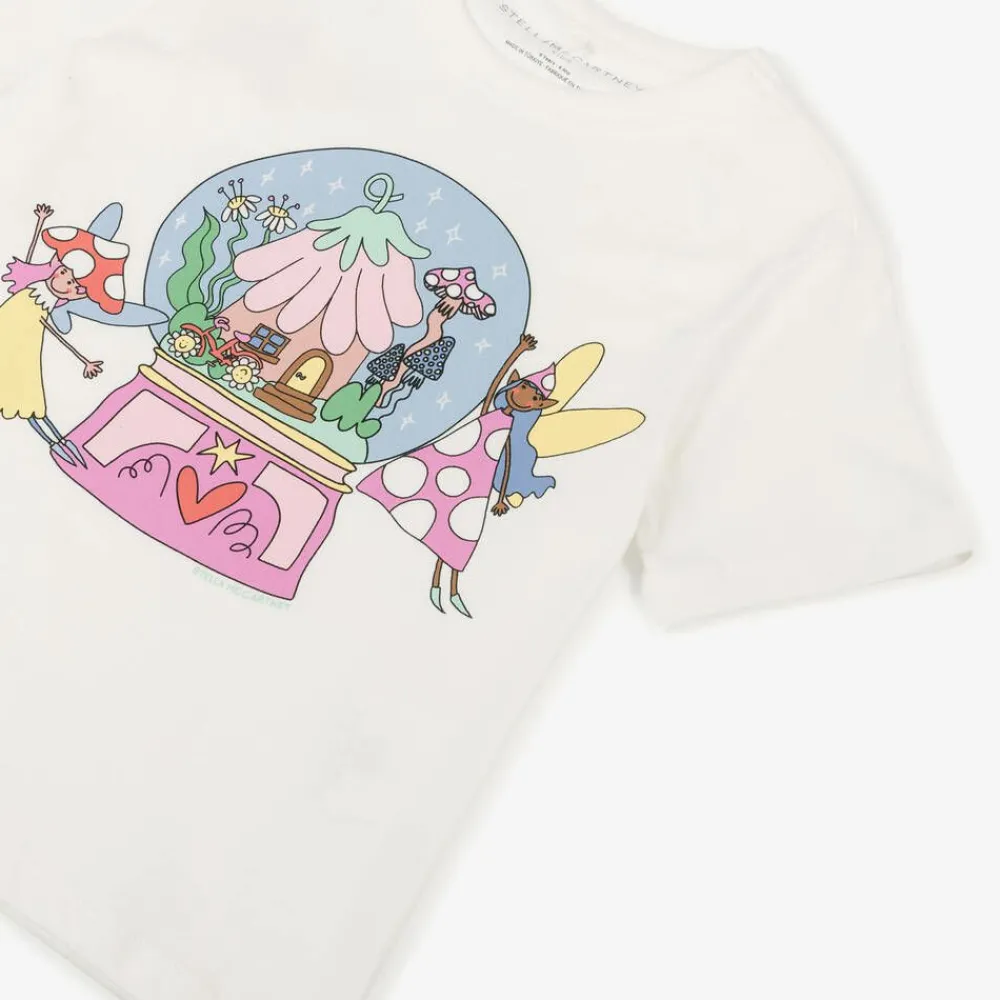 Stella McCartney Kids Tops*Girls White Cotton Fairies T-Shirt
