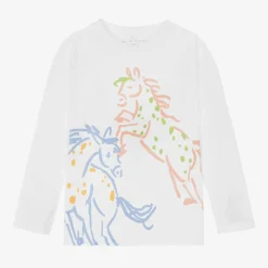 Stella McCartney Kids Tops*Girls White Cotton Horse Top