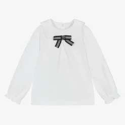 Patachou Tops*Girls White Cotton Jersey Top