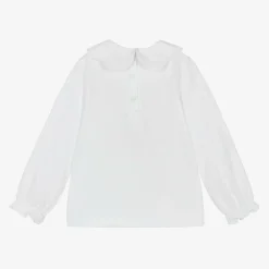 Patachou Tops*Girls White Cotton Jersey Top