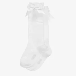 Carlomagno Socks*Girls White Cotton Knee Length Socks