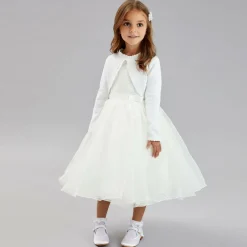 Beatrice amp; George Tops*Girls White Cotton Knit Bolero Cardigan