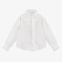 Zadigamp;Voltaire Tops*Girls White Cotton Lace & Ruffle Blouse