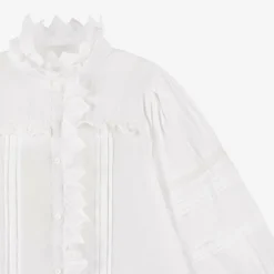 Zadigamp;Voltaire Tops*Girls White Cotton Lace & Ruffle Blouse