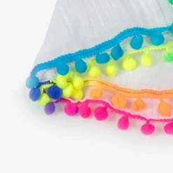 Selini Action Shorts*Girls White Cotton Pom-Pom Shorts