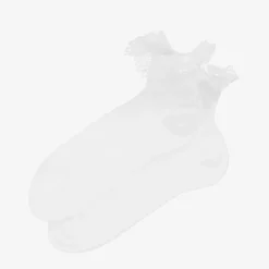 Story Loris Socks*Girls White Cotton Ruffle Socks