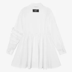MSGM Dresses*Girls White Cotton Ruffle Shirt Dress