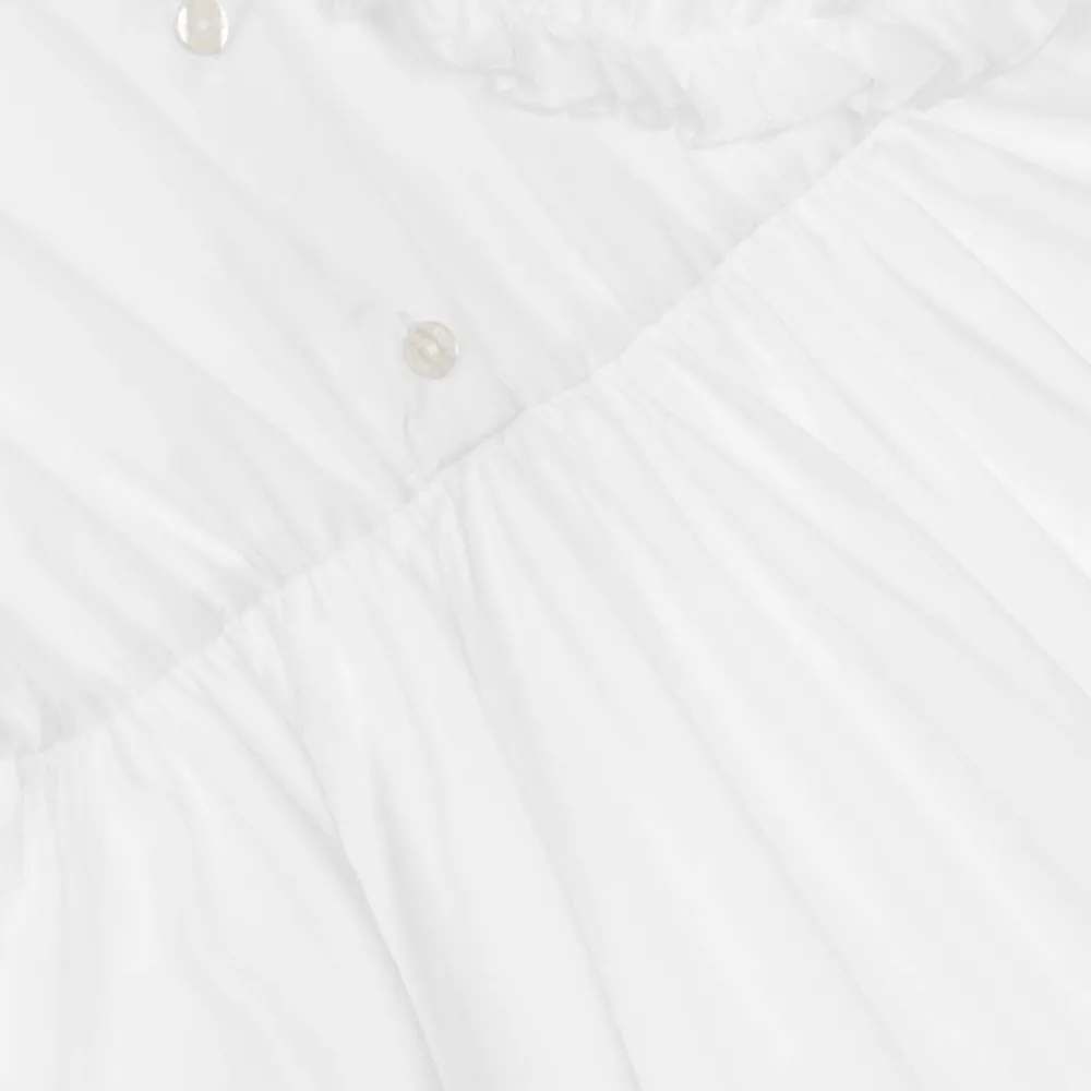 MSGM Dresses*Girls White Cotton Ruffle Shirt Dress