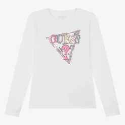 Guess Tops*Girls White Cotton Sequin Top