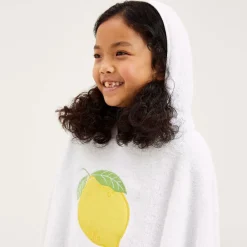 Mitty James Towels & Robes*Girls White Cotton Towelling Lemon Poncho