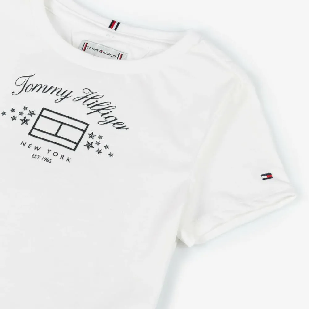 Tommy Hilfiger Tops*Girls White Cotton T-Shirt