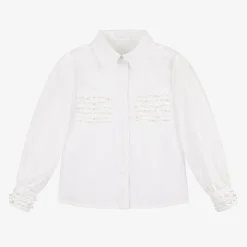 Fun amp; Fun Tops*Girls White Embellished Cotton Shirt