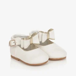 Sevva Bar Shoes*Girls White Faux Leather Bow Shoes