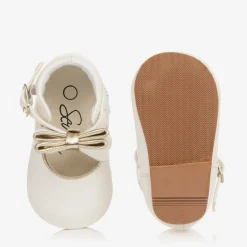 Sevva Bar Shoes*Girls White Faux Leather Bow Shoes