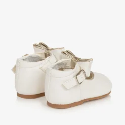Sevva Bar Shoes*Girls White Faux Leather Bow Shoes