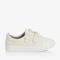 Sevva Trainers|Trainers*Girls White Faux Leather & Lace Trainers