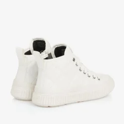 Geox Trainers*Girls White Faux Leather Quilted Trainers