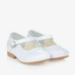 Sevva Bar Shoes|Bar Shoes*Girls White Faux Patent Leather Shoes