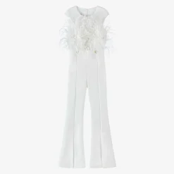 Junona Trousers*Girls White Feather Jumpsuit