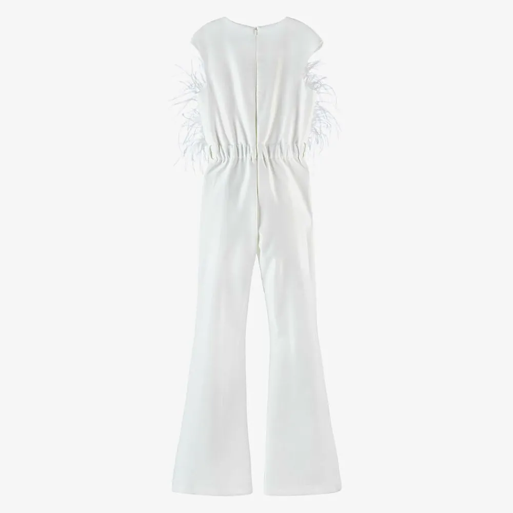 Junona Trousers*Girls White Feather Jumpsuit