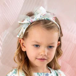 Patachou Hair Accessories*Girls White Floral Bow Hairband