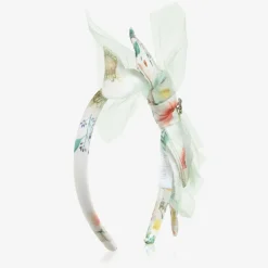Patachou Hair Accessories*Girls White Floral Bow Hairband