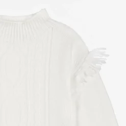 Boboli Tops*Girls White Knitted Cable Jumper